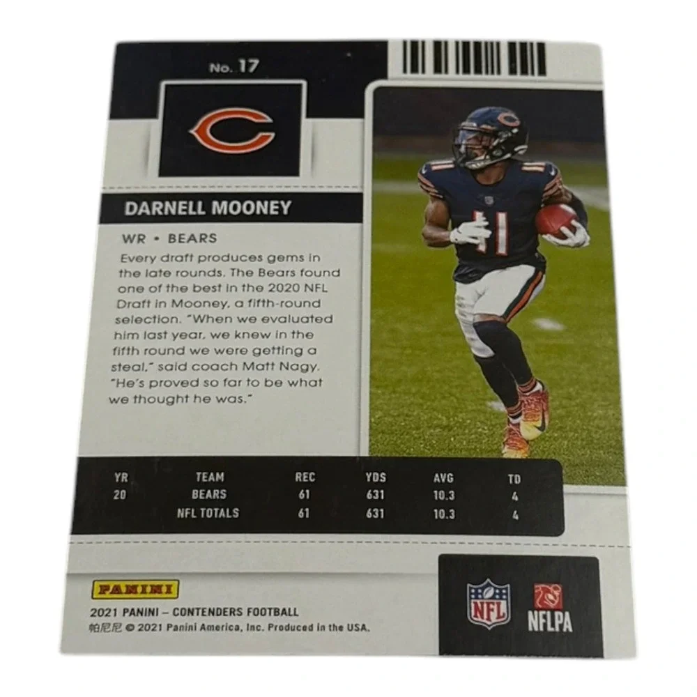 2021 Panini Contenders Darnell Mooney Season Ticket Chicago Bears Card No 17